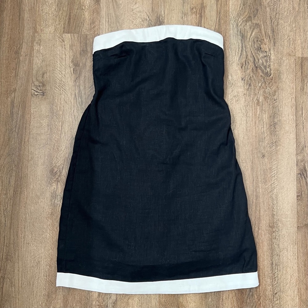 Abercrombie & Fitch Womens Black White Linen Blend Strapless Skort Dress Small T
